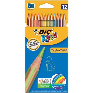 BIC KIDS KREDKI OŁÓWKOWE TROPICOLORS 12 KOLORÓW
