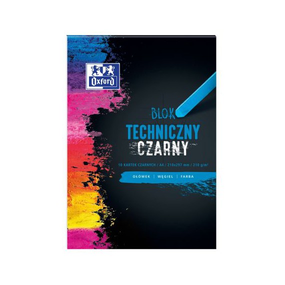 Oxford Blok techniczny czarny A4/210G 10 KARTEK