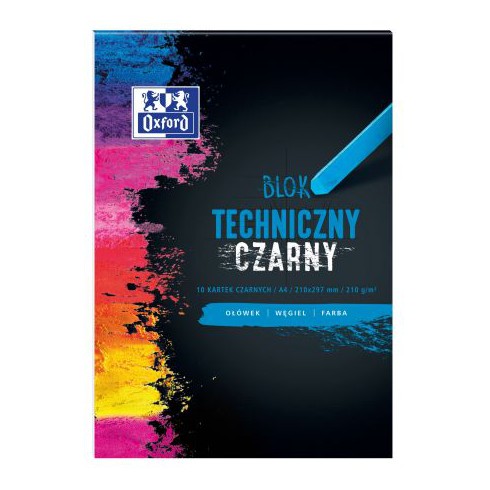 Oxford Blok techniczny czarny A4/210G 10 KARTEK