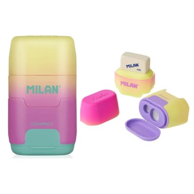 MILAN Temperówka podwójna z gumką do mazania SUNSET