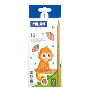 MILAN Kredki ołówkowe sześciokątne natural 12 kolorów