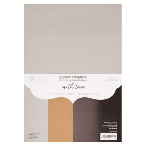 CRAFT Zeszyt papierów kolorowych A4 earth tones 220g/20 arkuszy