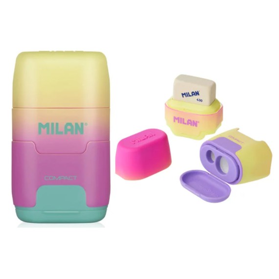 MILAN Temperówka podwójna z gumką do mazania SUNSET