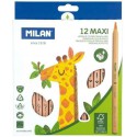 MILAN Kredki trójkątne Maxi Natural 12 kolorów