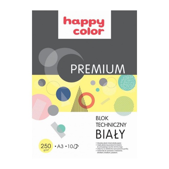 HAPPY COLOR BLOK TECHNICZNY A3 250G/M BIAŁY 10 KARTEK