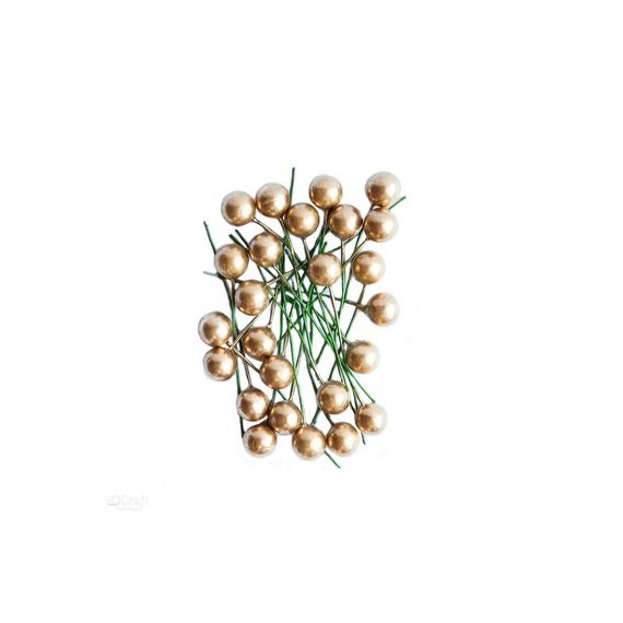 OWOCE OSTROKRZEWU 1.2 CM - ZŁOTE. 24 SZT. 