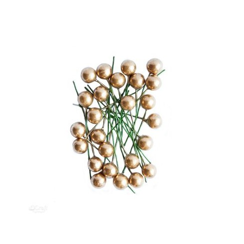OWOCE OSTROKRZEWU 1.2 CM - ZŁOTE. 24 SZT. OWOCE OSTROKRZEWU 1.2 CM - ZŁOTE. 24 SZT.