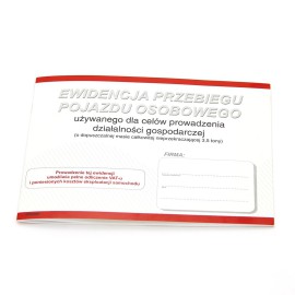 DRUK EWIDENCJI PRZEBIEGU POJAZDU wykorzystywanego wyłącznie do celów działalności gospodarczej ( udostępnionego osobie nie