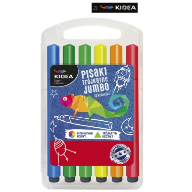 KIDEA PISAKI TRÓJKĄTNE W ETUI JUMBO 12 KOLORÓW