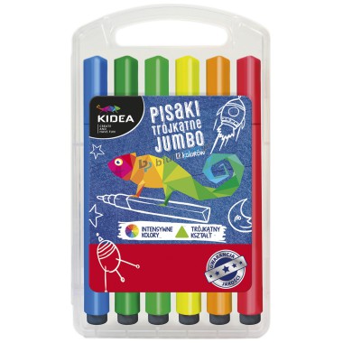 KIDEA PISAKI TRÓJKĄTNE W ETUI JUMBO 12 KOLORÓW