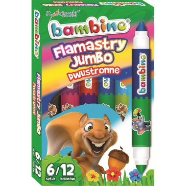 BAMBINO FLAMASTRY DWUSTRONNE JUMBO 12 KOLORÓW