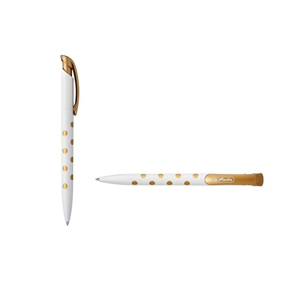 Herlitz Długopis automatyczny Pure Glam złote grochy