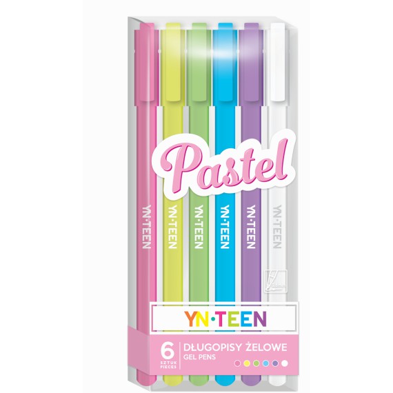 INTERDRUK Długopisy żelowe 6 szt. pastel