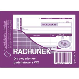 DRUK 234-5 RACHUNEK DLA ZWOLNIONYCH PODMIOTOWO Z VAT A6