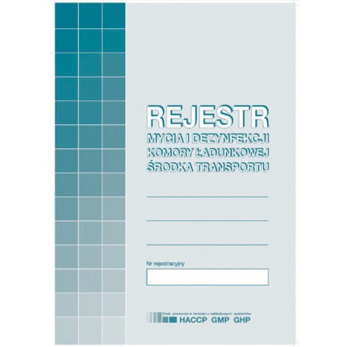 Rejestr mycia i dezynfekcji komory ładunkowej środka transportu Typ: H91-3 (A5)