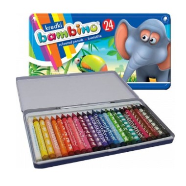 BAMBINO KREDKI WOSKOWE ŚWIECOWE 24 KOLORY W METALOWYM OPAKOWANIU