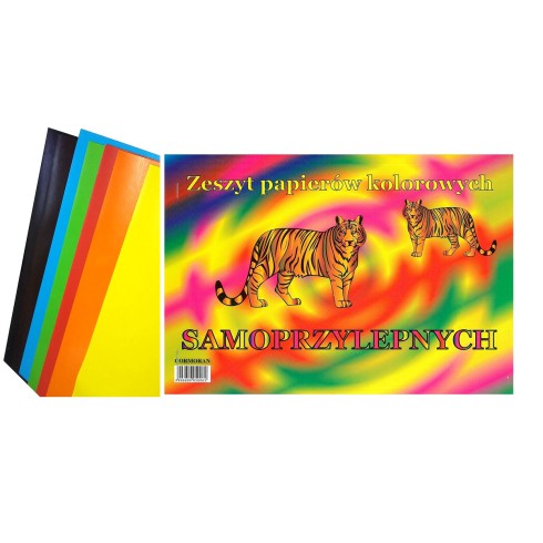 CORMORAN ZESZYT PAPIERÓW KOLOROWYCH WYCINANKA SAMOPRZYLEPNA A4 7KOL
