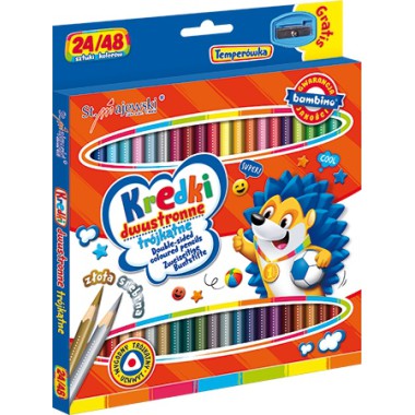 BAMBINO KREDKI OŁÓWKOWE 24/48 KOLORY DREWNIANE TRÓJKĄTNE