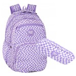 Coolpack Plecak szkolny Yoghurt 2w1 zestaw kratka fiolet