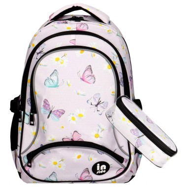 INCOOD Plecak szkolny Motyle 2w1 klasa 1-3