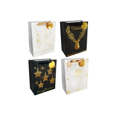 Incood Torebka prezentowa 18x23cm ze złotym świątecznym nadrukiem