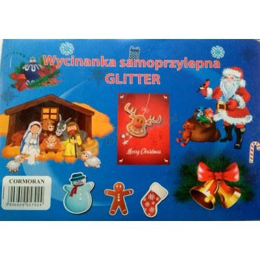 WYCINANKA SAMOPRZYLEPNA GLITTER MOTYW ŚWIĄTECZNY BOŻE NARODZENIE A4