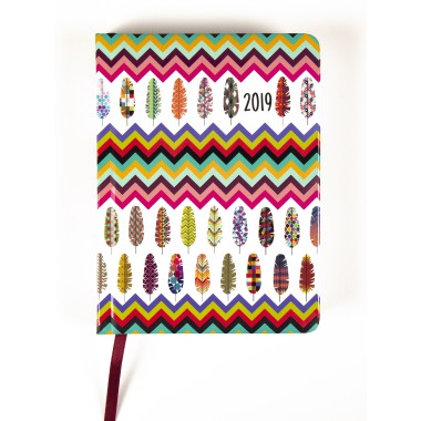 ALBI KALENDARZ TYGODNIOWY B6 NA ROK 2019 KOLOROWE PIÓRA 12 M-CY