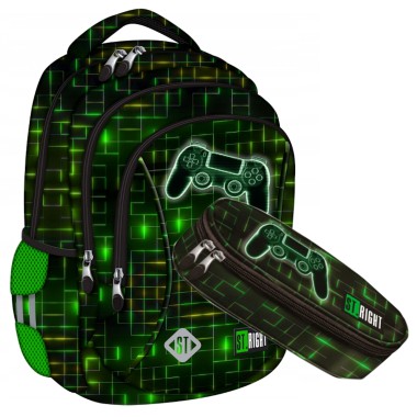 ST.RIGHT Plecak szkolny 2w1 Neon Pad zestaw klasa 1-3