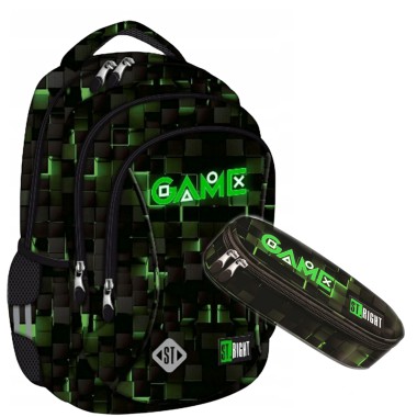 PLECAK SZKOLNY 2W1 GREEN GAME ZESTAW