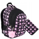 St.Majewski Plecak szkolny 2w1 PINK CHECKERED zestaw klasa 1-3
