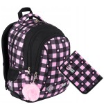 St.Majewski Plecak szkolny 2w1 PINK CHECKERED zestaw klasa 1-3