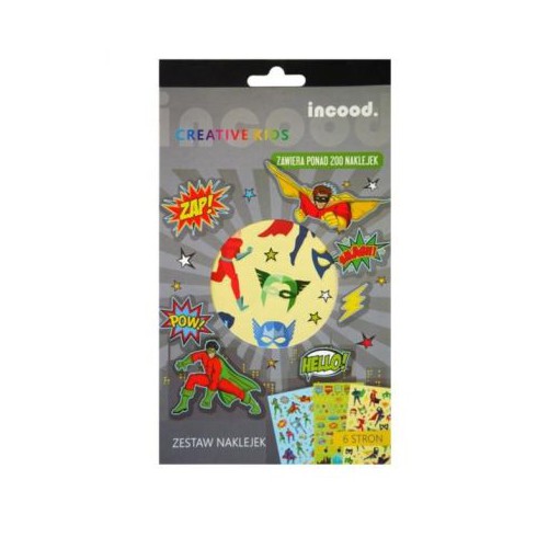 INCOOD ZESTAW NAKLEJEK SUPERHERO 6 ARKUSZY